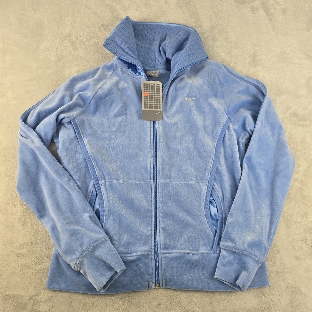 VTG NWT Nike Jacket Fleece Women's Sz XL  (16-18) Blue Gray Tag Y2K